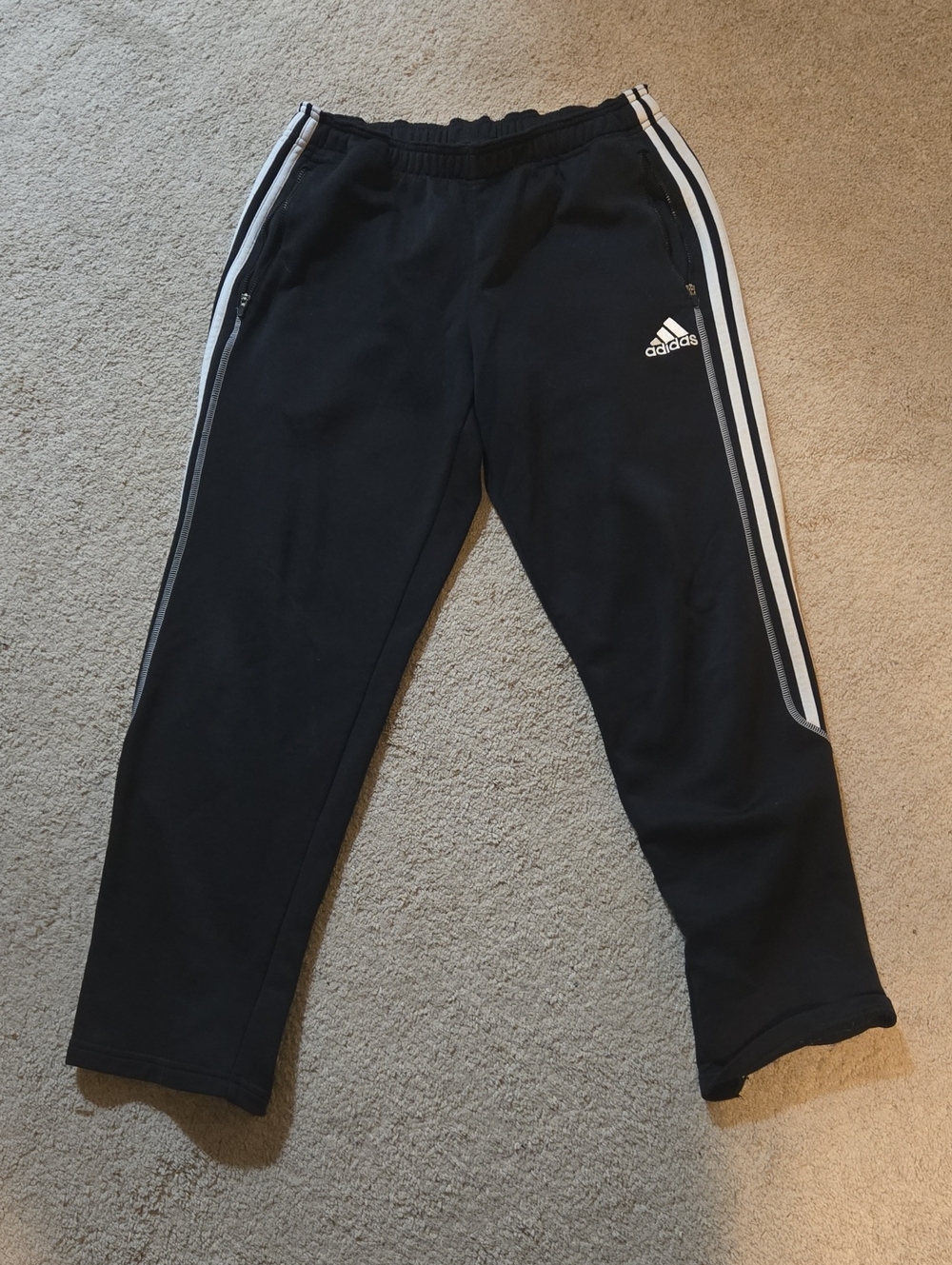 adidas Black Track Sweats with White Side Stripes